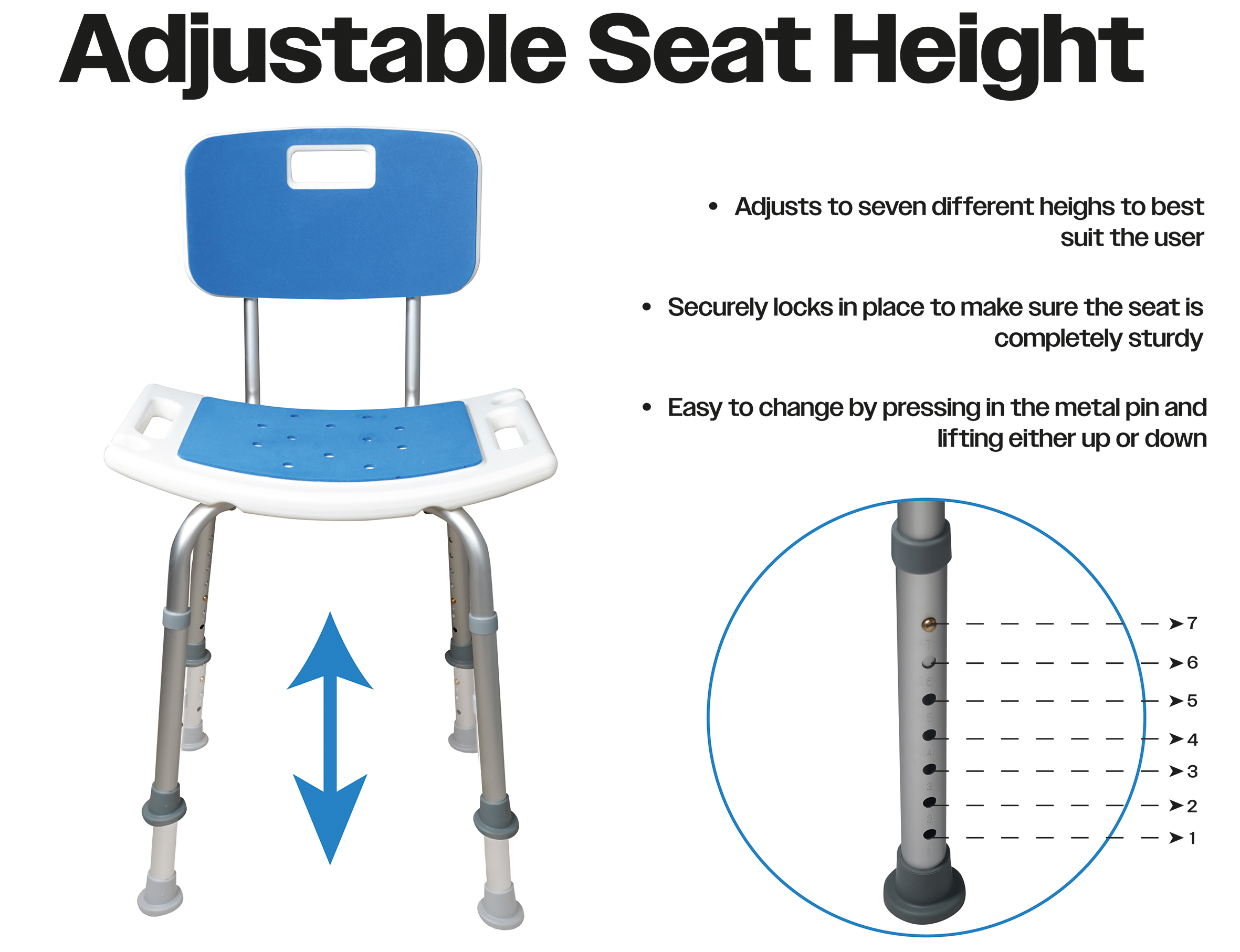 Shower Chair with Padded Seat and Backrest - Image 2
