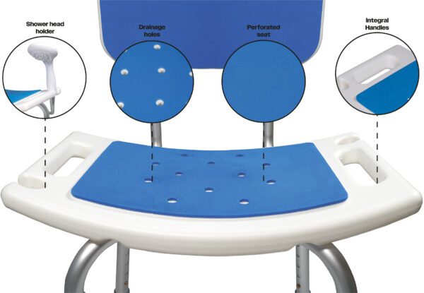 Shower Chair with Padded Seat and Backrest