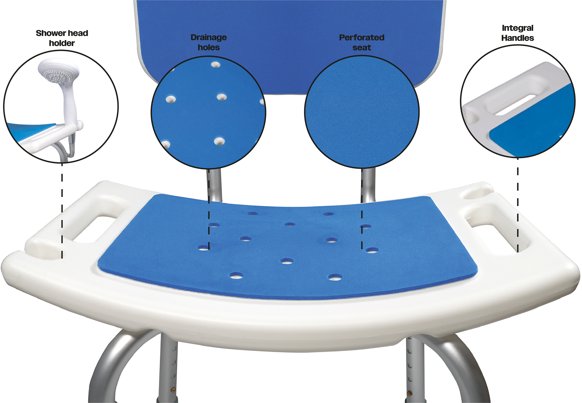 Shower Chair with Padded Seat and Backrest - Image 3