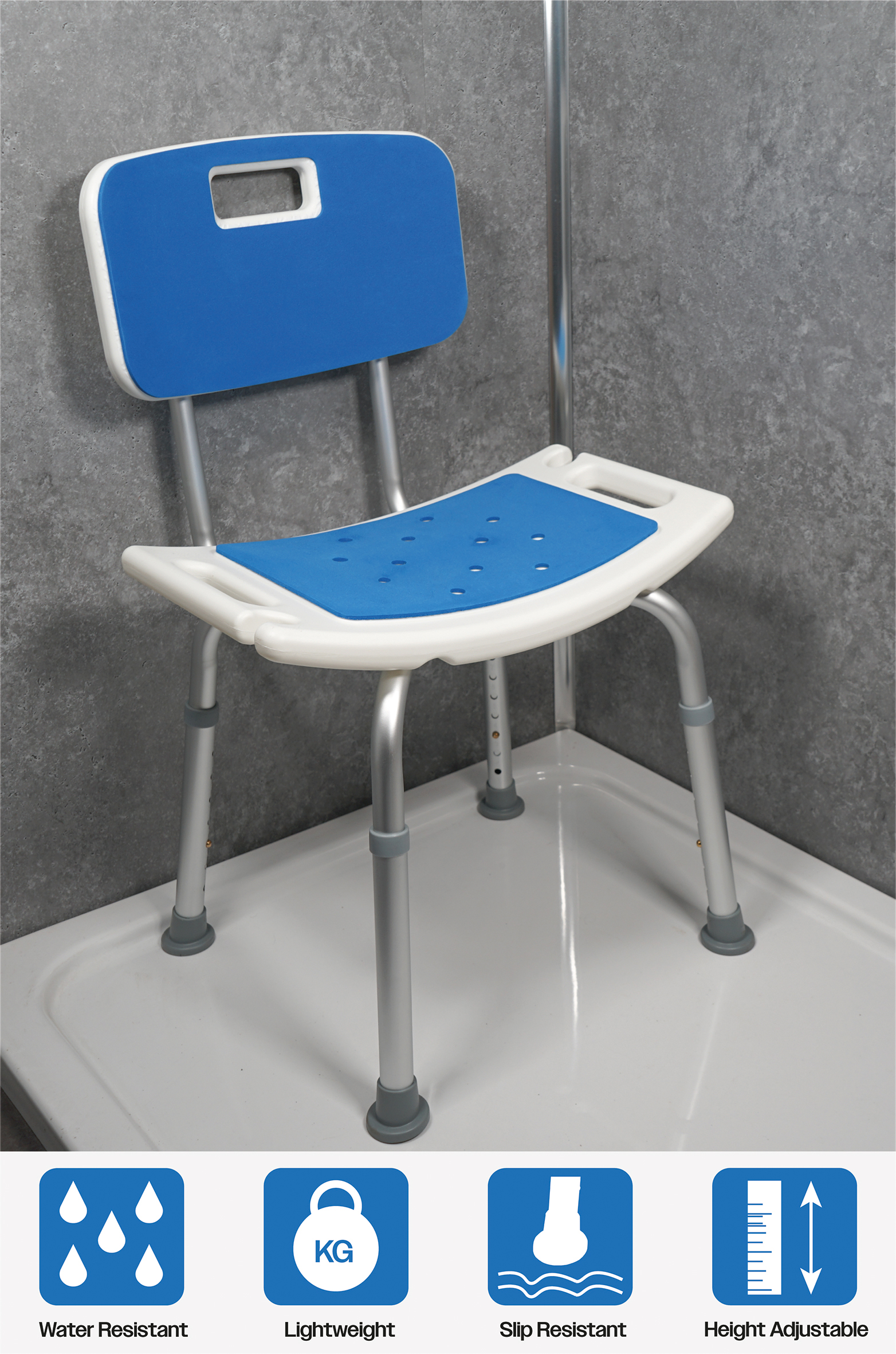 Shower Chair with Padded Seat and Backrest - Image 4