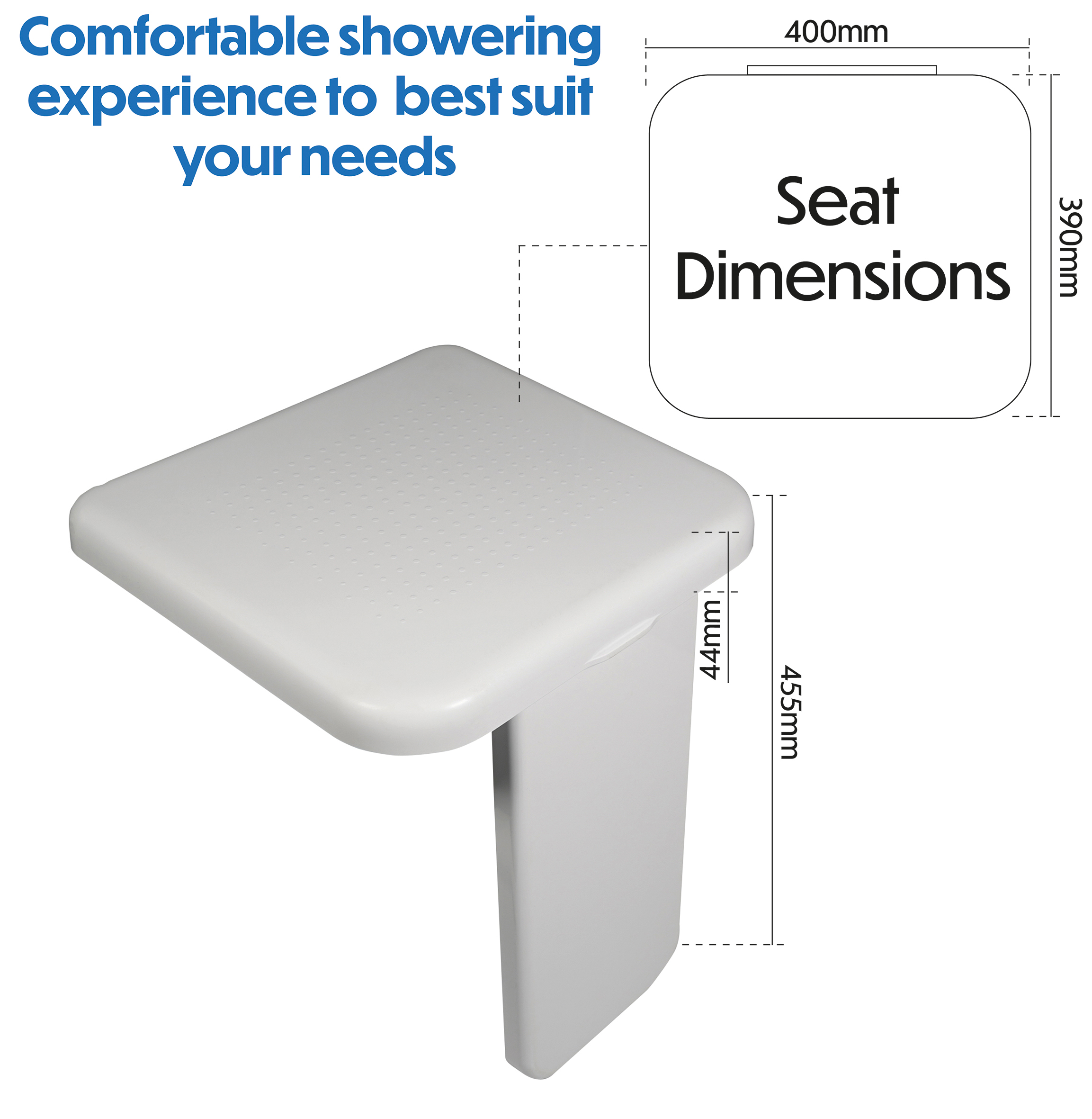 Folding Shower Seat with Leg - Image 4