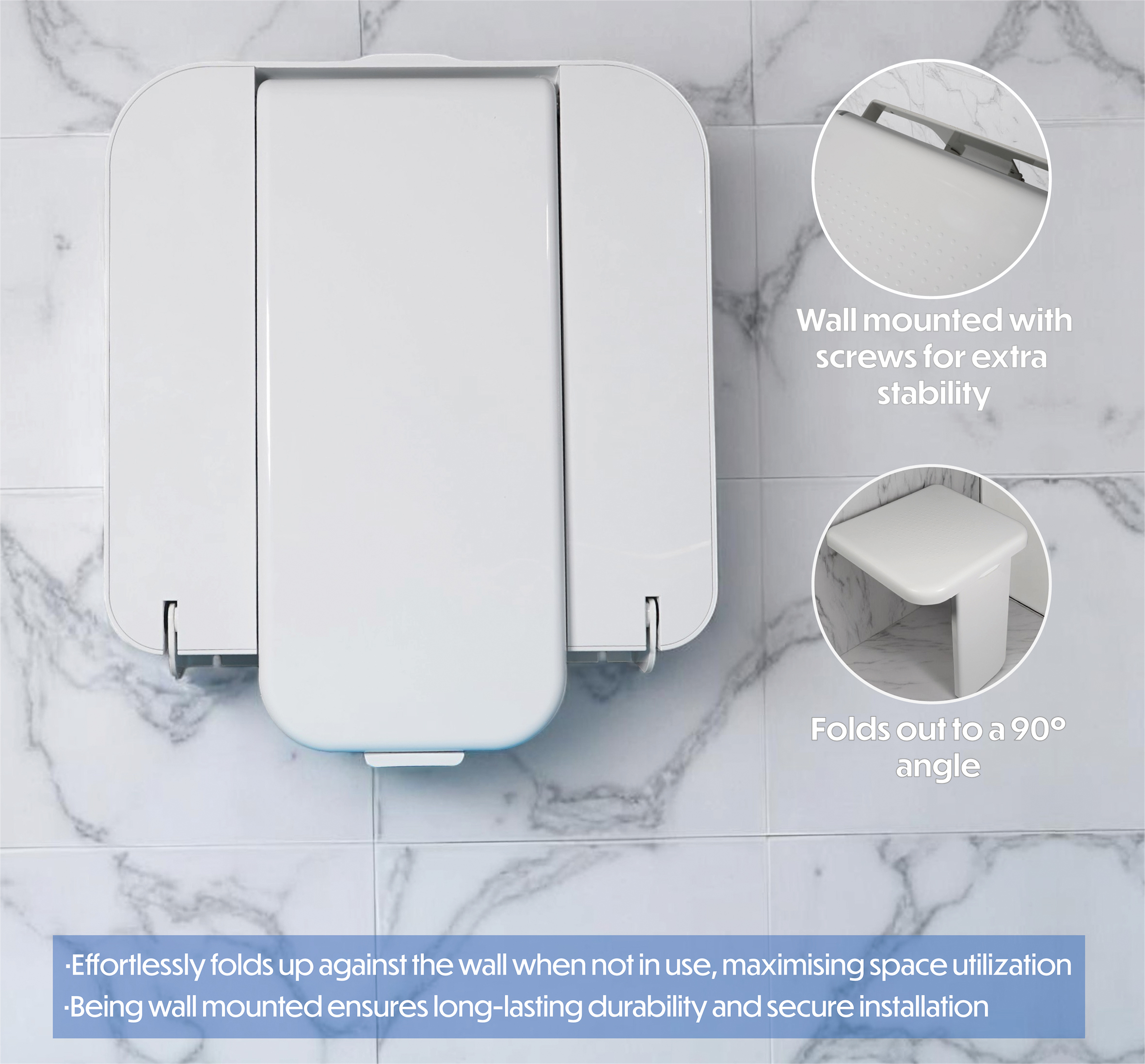 Folding Shower Seat with Leg - Image 5