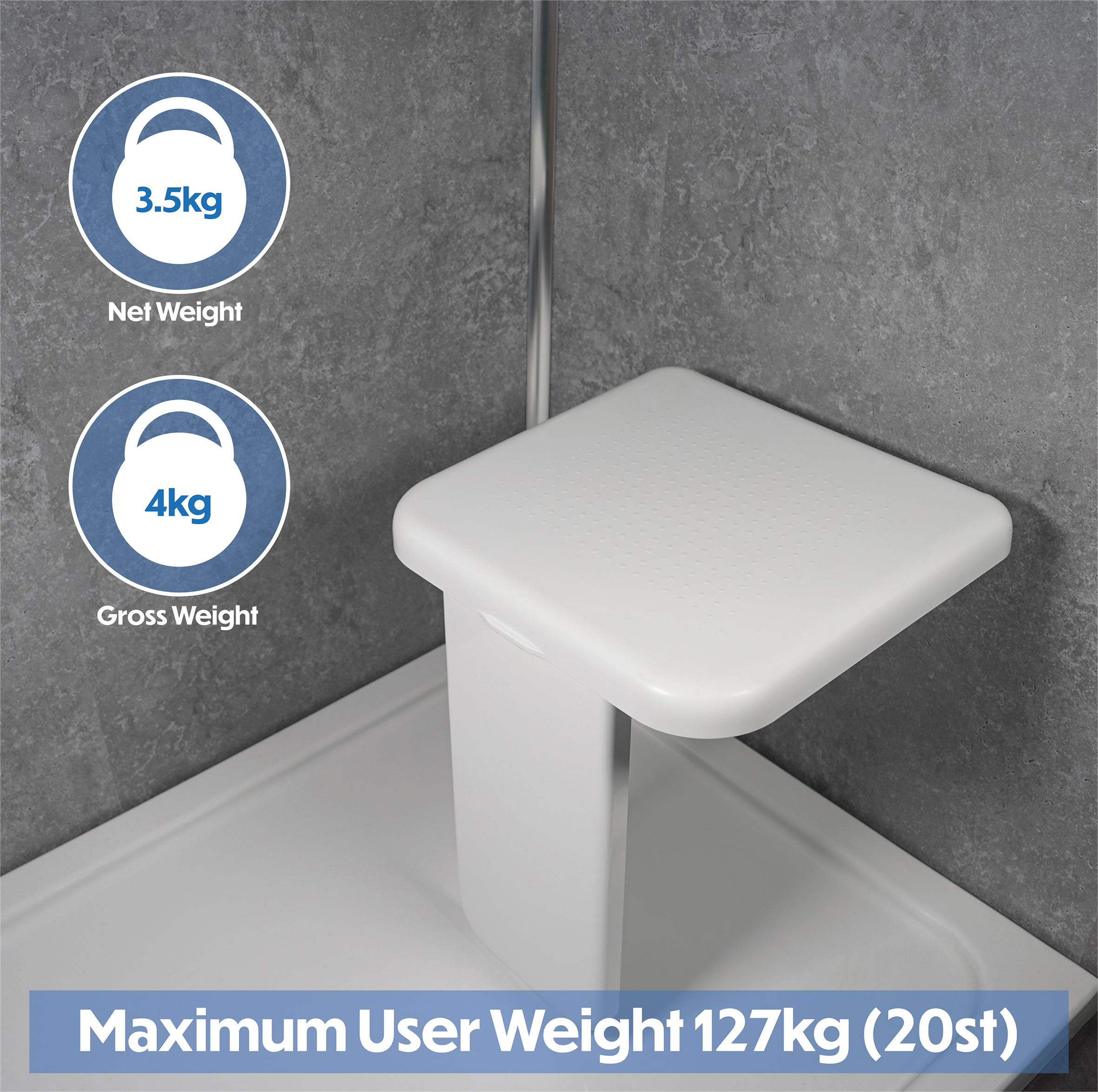 Folding Shower Seat with Leg - Image 6