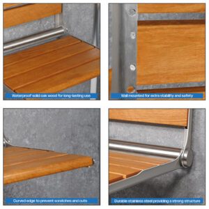 Wooden Slatted Shower Seat in Oak - Image 3