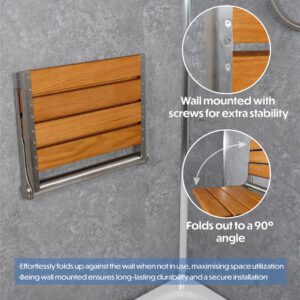 Wooden Slatted Shower Seat in Oak - Image 5