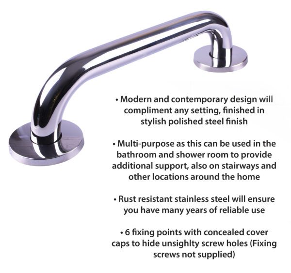 Stainless Steel grab bar in a polished finish