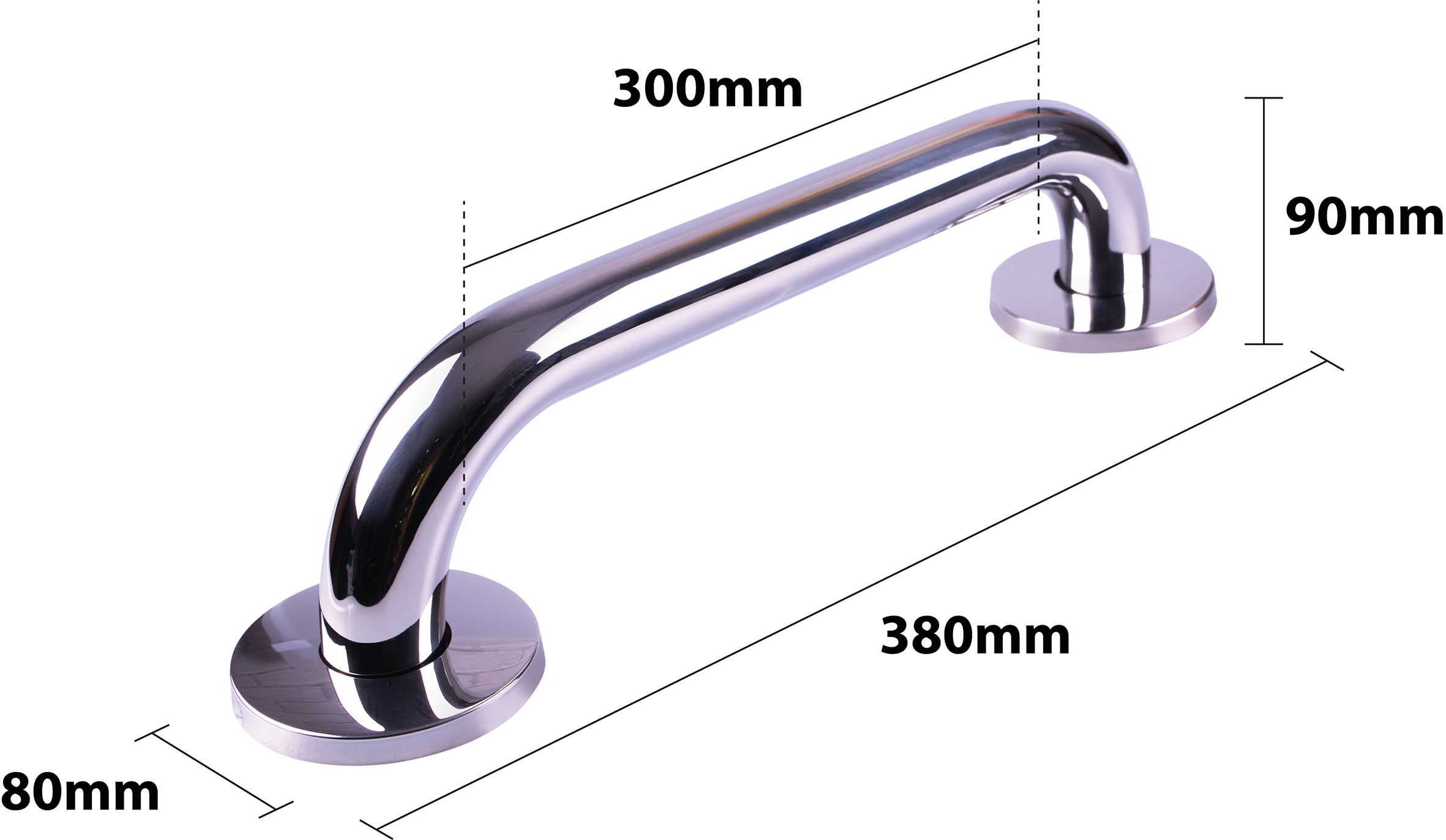 Stainless Steel grab bar in a polished finish - Image 3