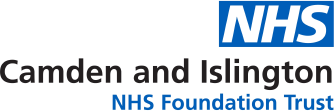 Logo for Camden and Islington NHS Foundation Trust, featuring the NHS logo in blue and white above the organisation’s name in black and blue text.